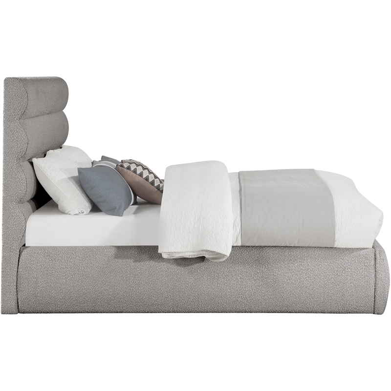 Meridian Furniture Adam Taupe Boucle Fabric Full Bed
