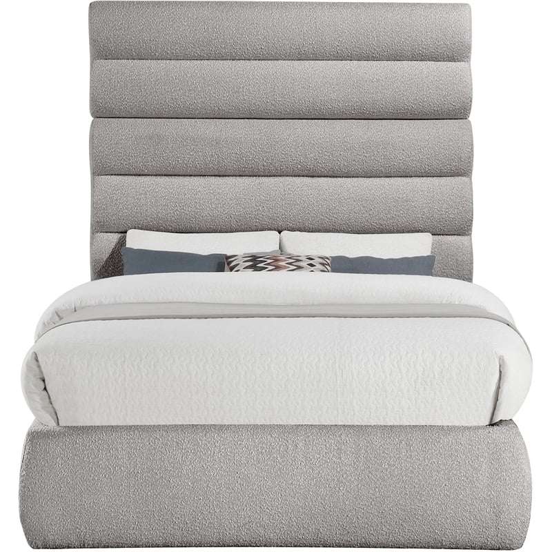 Meridian Furniture Adam Taupe Boucle Fabric Full Bed