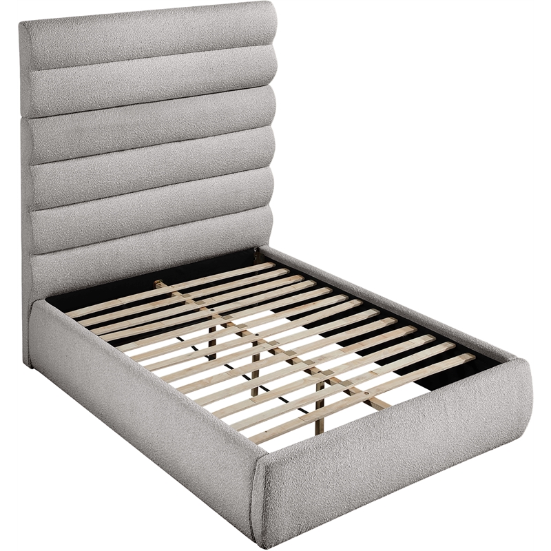 Meridian Furniture Adam Taupe Boucle Fabric Full Bed