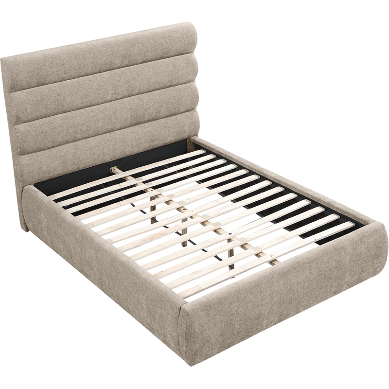 Meridian Furniture Adam Beige Chenille Fabric Full Bed