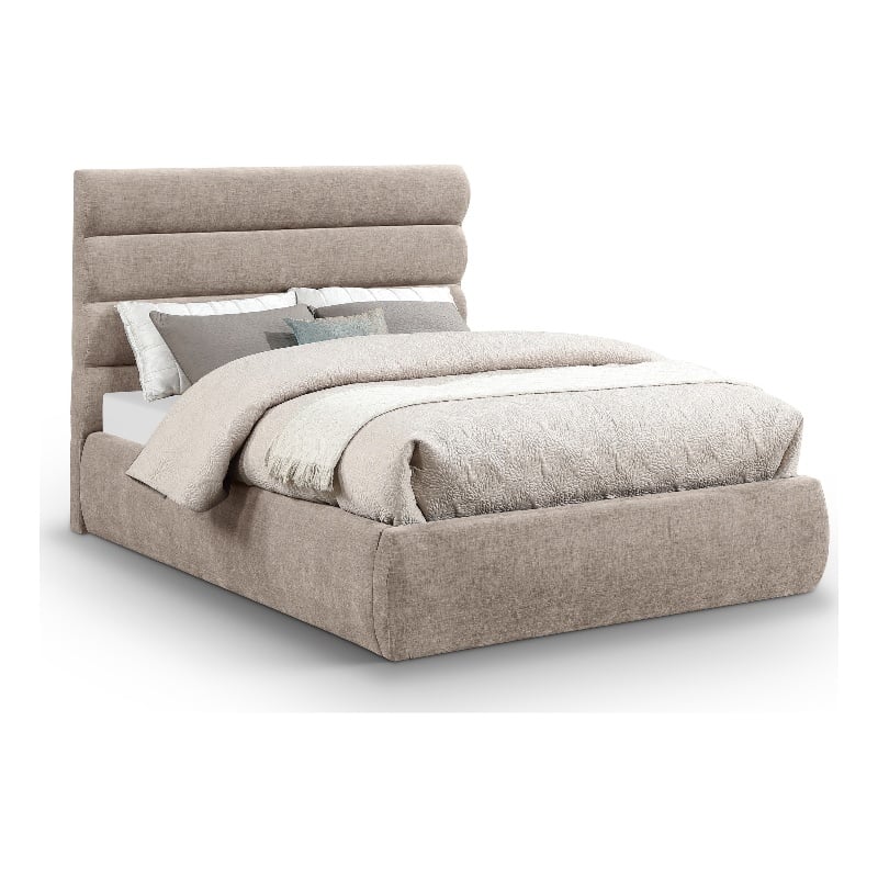Meridian Furniture Adam Beige Chenille Fabric Full Bed