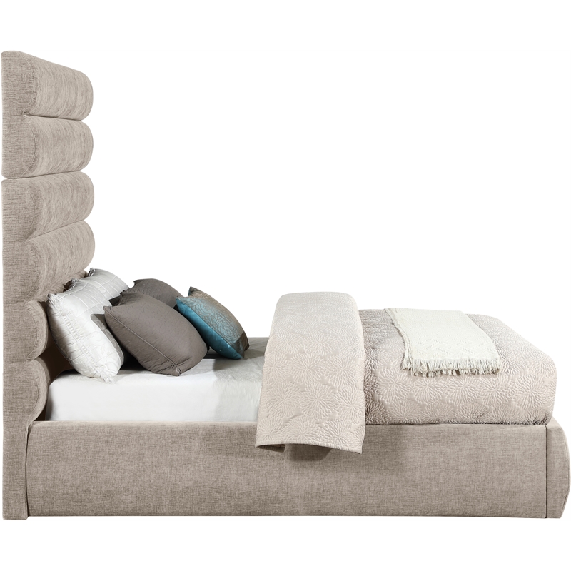 Meridian Furniture Adam Beige Chenille Fabric Full Bed