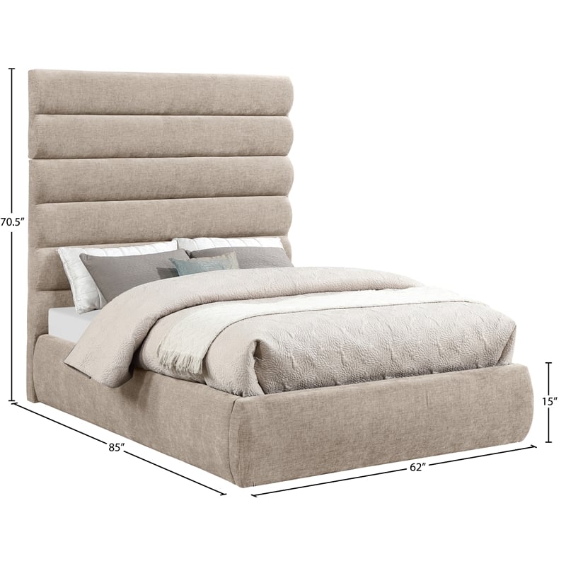 Meridian Furniture Adam Beige Chenille Fabric Full Bed