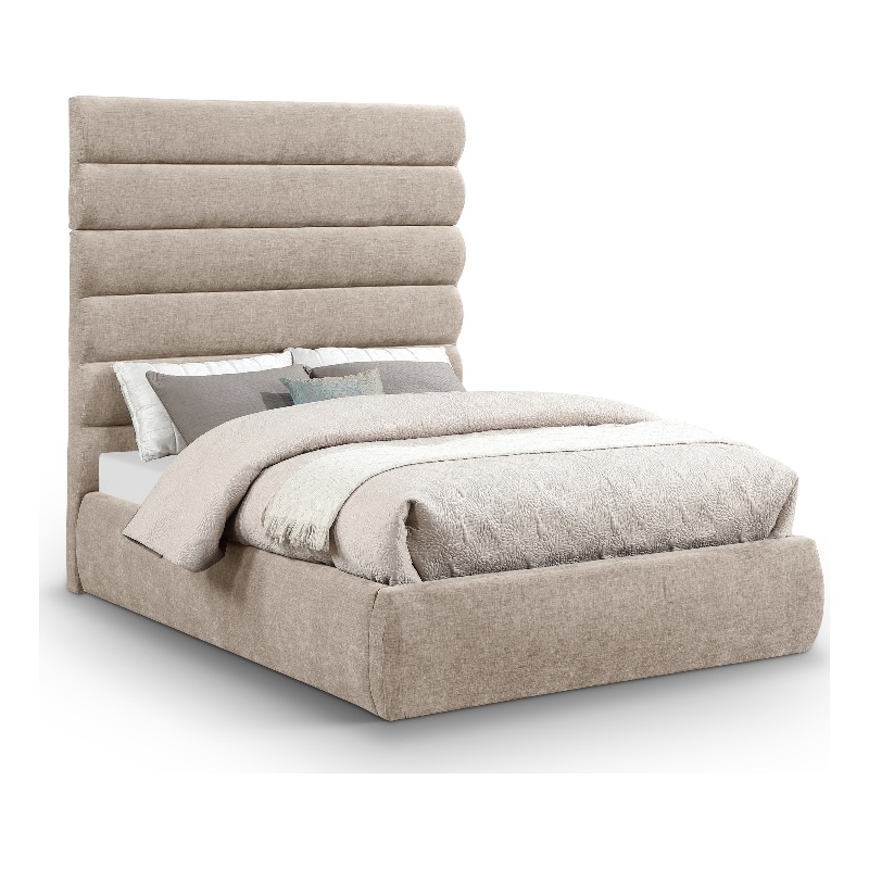 Meridian Furniture Adam Beige Chenille Fabric Full Bed