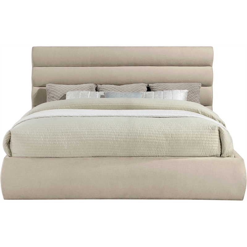 Meridian Furniture Adam Beige Chenille Fabric King Bed