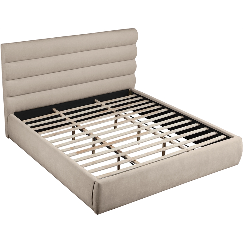 Meridian Furniture Adam Beige Chenille Fabric King Bed
