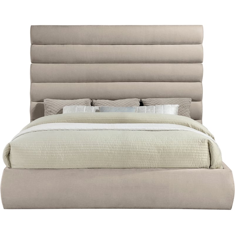 Meridian Furniture Adam Beige Chenille Fabric King Bed