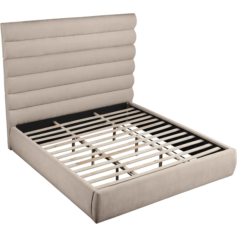 Meridian Furniture Adam Beige Chenille Fabric King Bed