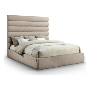 Meridian Furniture Adam Beige Chenille Fabric King Bed