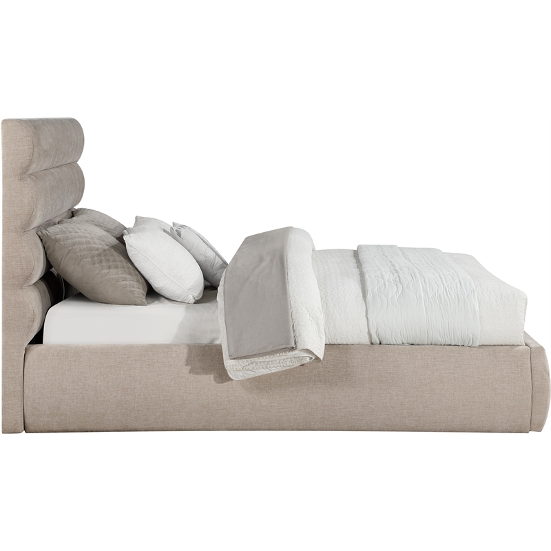 Meridian Furniture Adam Beige Chenille Fabric Queen Bed