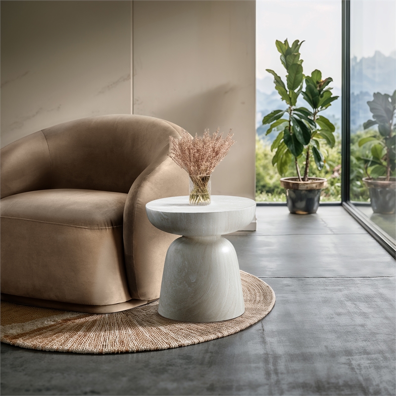 Meridian Furniture Avellino Off White Indoor/Outdoor Concrete End Table