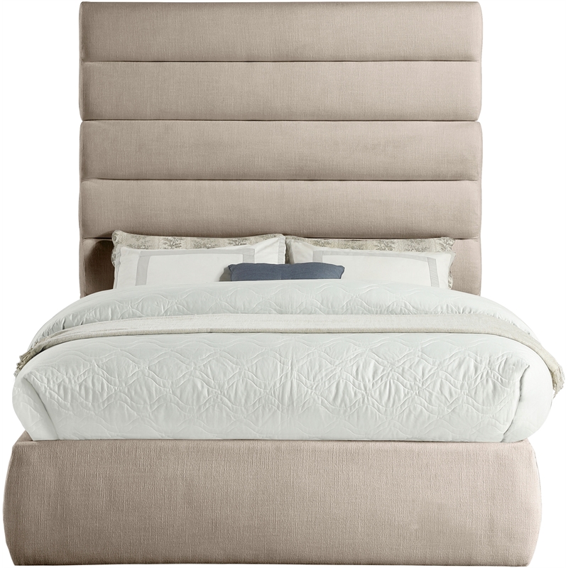 meridian furniture adam beige linen textured fabric full bed