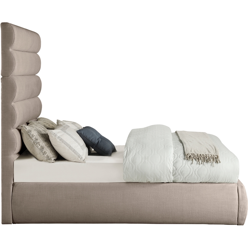 meridian furniture adam beige linen textured fabric full bed