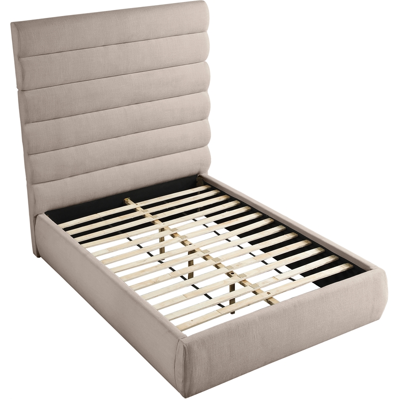 meridian furniture adam beige linen textured fabric full bed