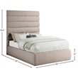 Meridian Furniture Adam Beige Linen Textured Fabric Full Bed