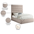 Meridian Furniture Adam Beige Linen Textured Fabric Full Bed