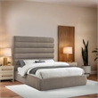 Meridian Furniture Adam Beige Linen Textured Fabric Queen Bed