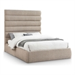 Meridian Furniture Adam Beige Linen Textured Fabric Queen Bed