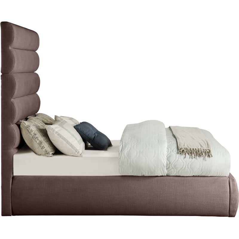 Meridian Furniture Adam Brown Linen Textured Fabric Full Bed