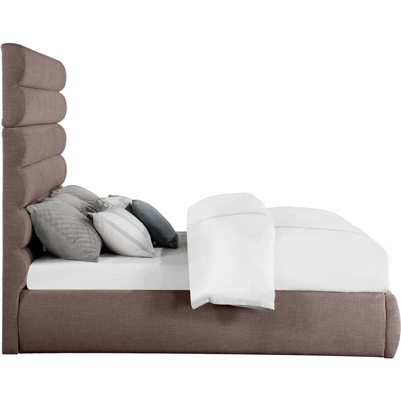 Meridian Furniture Adam Brown Linen Textured Fabric King Bed