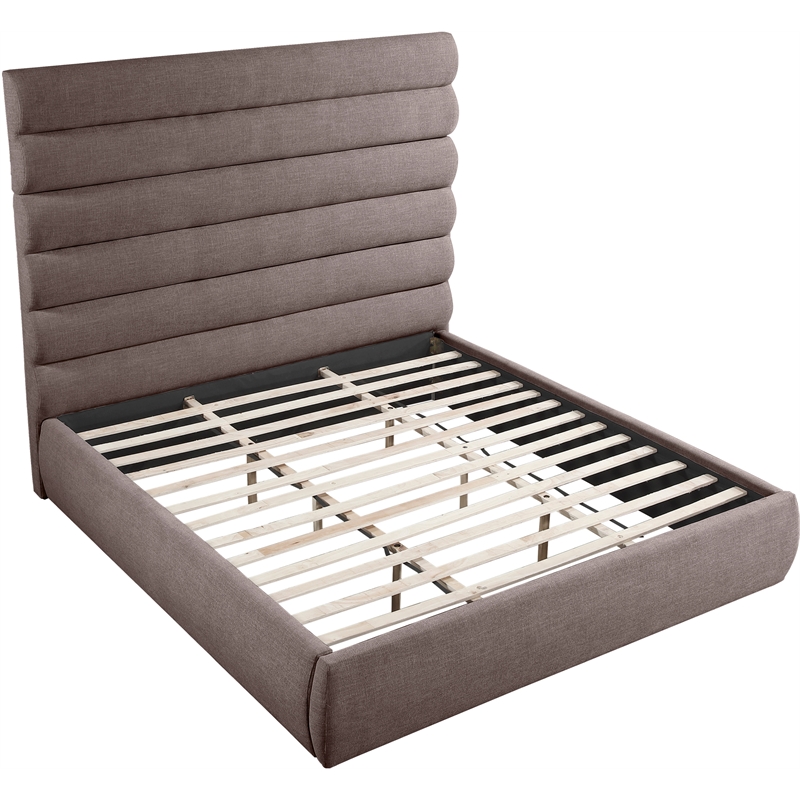 Meridian Furniture Adam Brown Linen Textured Fabric King Bed