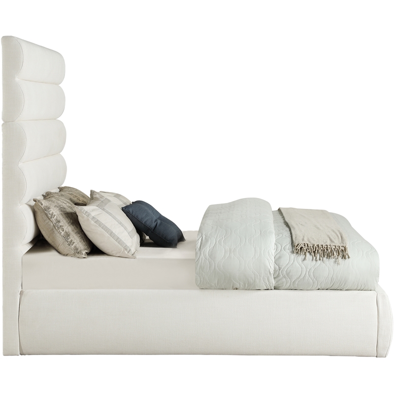 Meridian Furniture Adam Cream Linen Textured Fabric Full Bed
