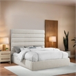 Meridian Furniture Adam Cream Linen Textured Fabric King Bed
