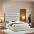 Meridian Furniture Adam Cream Linen Textured Fabric Queen Bed