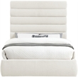 Meridian Furniture Adam Cream Linen Textured Fabric Queen Bed