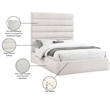 Meridian Furniture Adam Cream Linen Textured Fabric Queen Bed