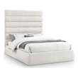 Meridian Furniture Adam Cream Linen Textured Fabric Queen Bed