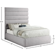 Meridian Furniture Adam Grey Linen Textured Fabric Full Bed