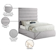Meridian Furniture Adam Grey Linen Textured Fabric Full Bed