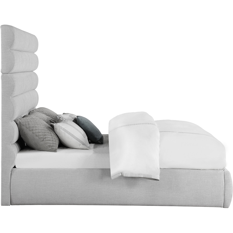 Meridian Furniture Adam Grey Linen Textured Fabric King Bed