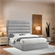 Meridian Furniture Adam Grey Linen Textured Fabric Queen Bed