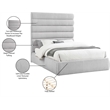 Meridian Furniture Adam Grey Linen Textured Fabric Queen Bed