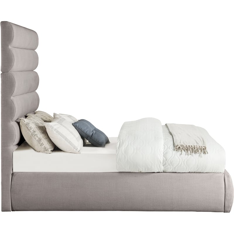 Meridian Furniture Adam Taupe Linen Textured Fabric Full Bed