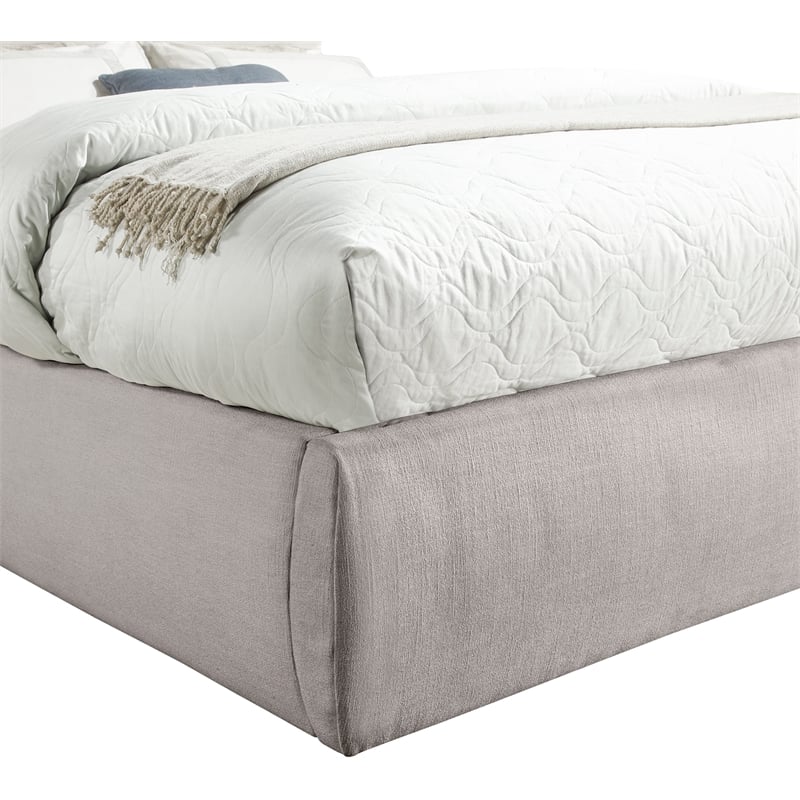 Meridian Furniture Adam Taupe Linen Textured Fabric Full Bed