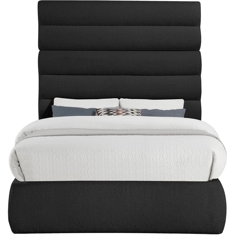 Meridian Furniture Adam Black Boucle Fabric Full Bed
