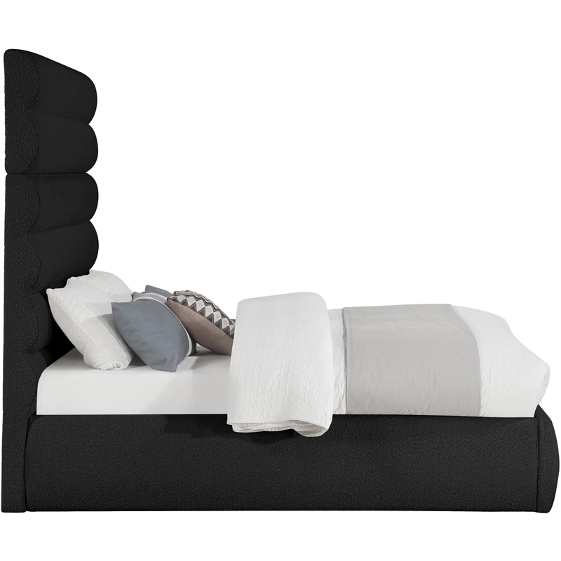 Meridian Furniture Adam Black Boucle Fabric Full Bed