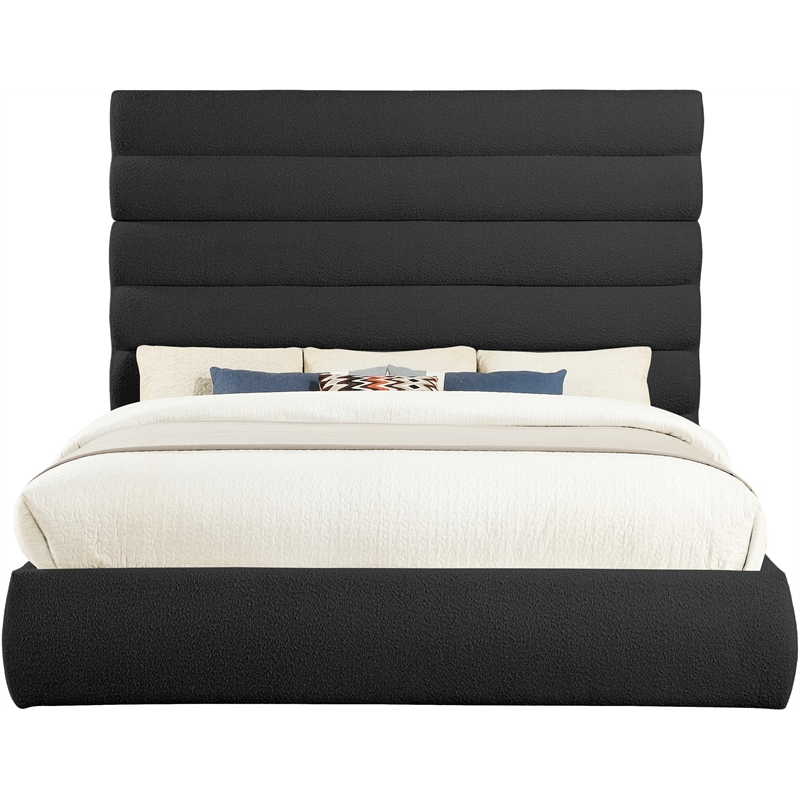 Meridian Furniture Adam Black Boucle Fabric King Bed