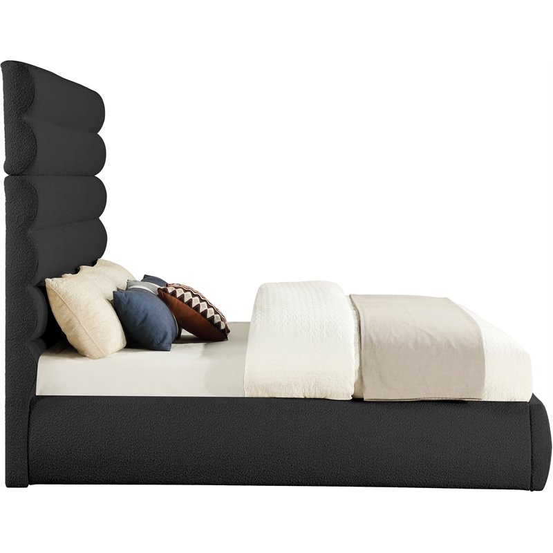 Meridian Furniture Adam Black Boucle Fabric King Bed