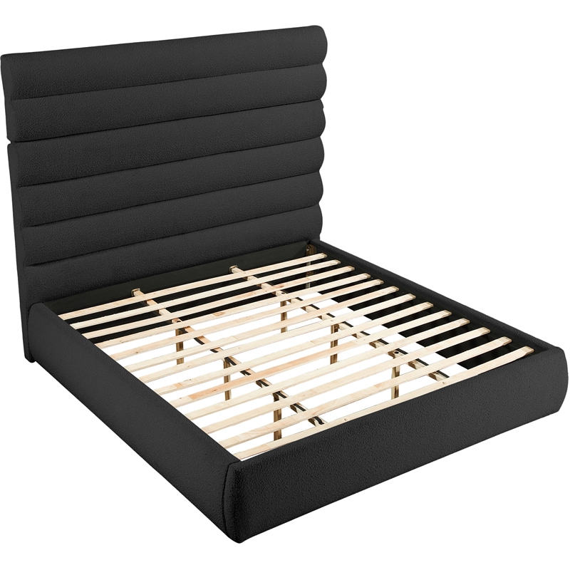 Meridian Furniture Adam Black Boucle Fabric King Bed