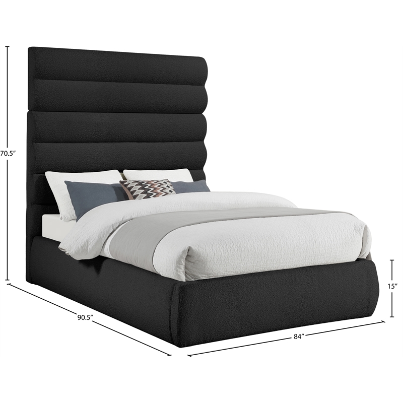 Meridian Furniture Adam Black Boucle Fabric King Bed