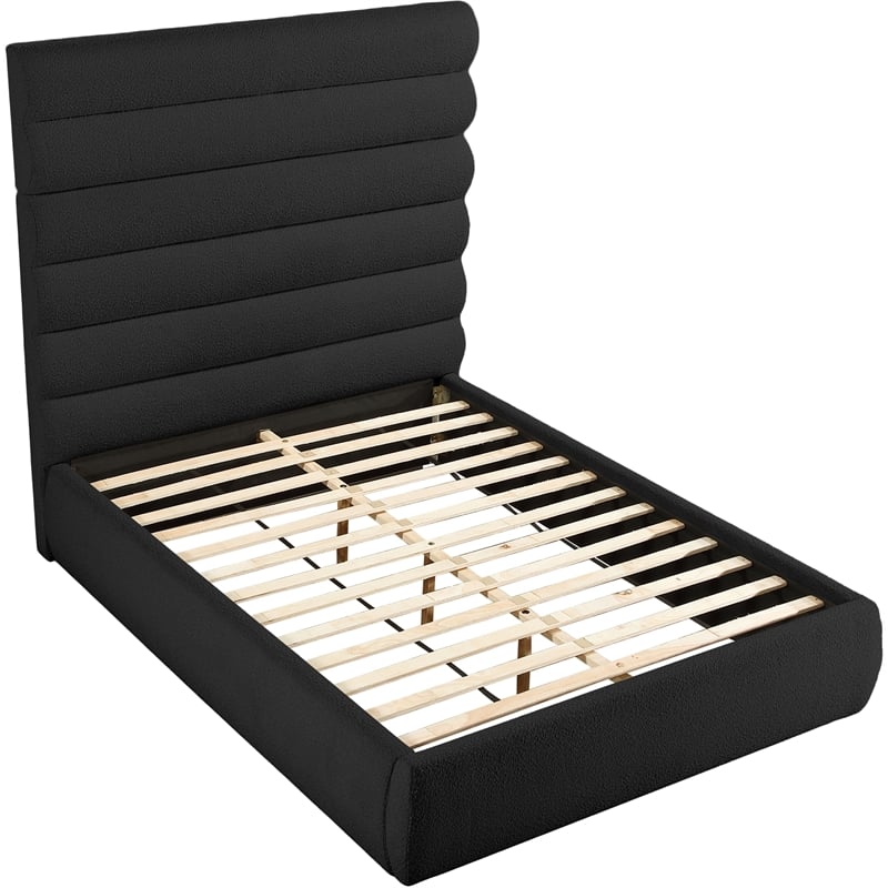 Meridian Furniture Adam Black Boucle Fabric Queen Bed