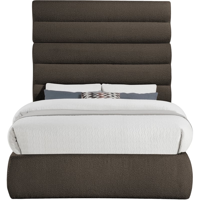 Meridian Furniture Adam Brown Boucle Fabric Full Bed