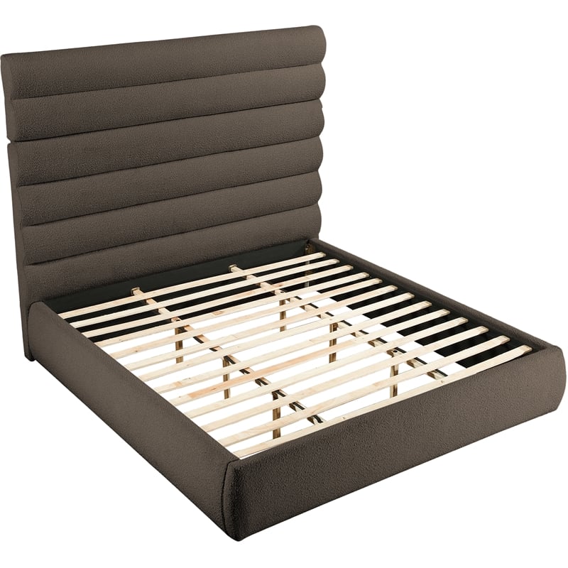 Meridian Furniture Adam Brown Boucle Fabric King Bed