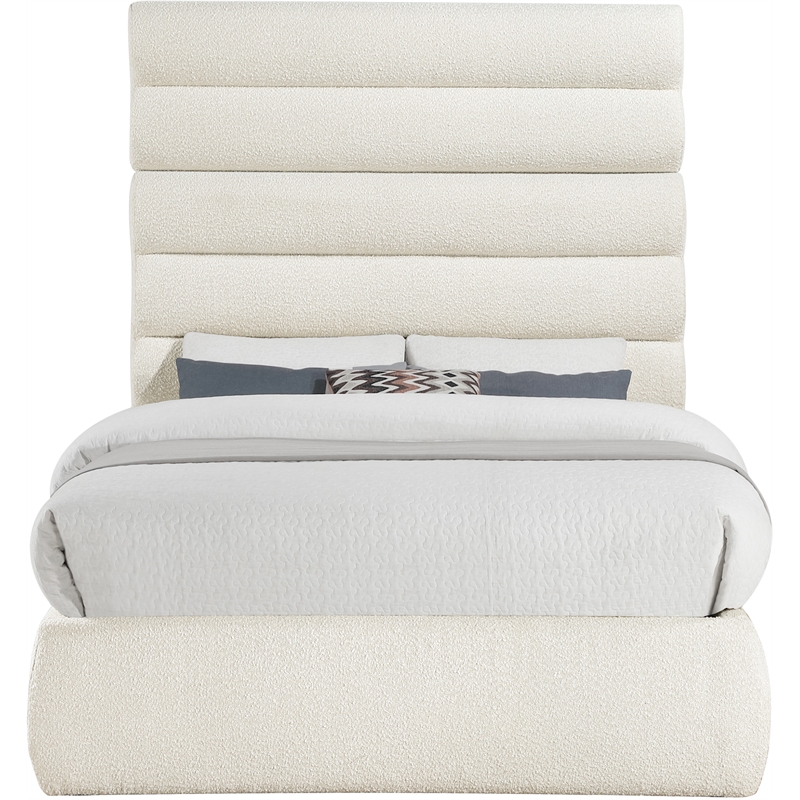 Meridian Furniture Adam Cream Boucle Fabric Full Bed