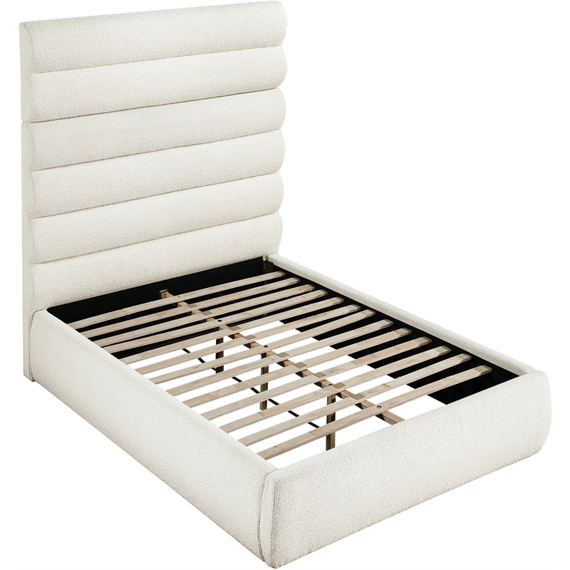 Meridian Furniture Adam Cream Boucle Fabric Full Bed