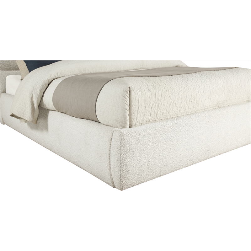 Meridian Furniture Adam Cream Boucle Fabric Full Bed